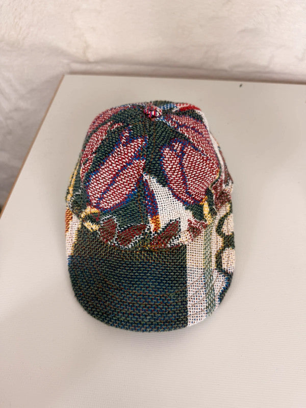 Casquette en tapisserie unisexe unique fait main upcyclé retravaillé et tissé taille unique n•1052