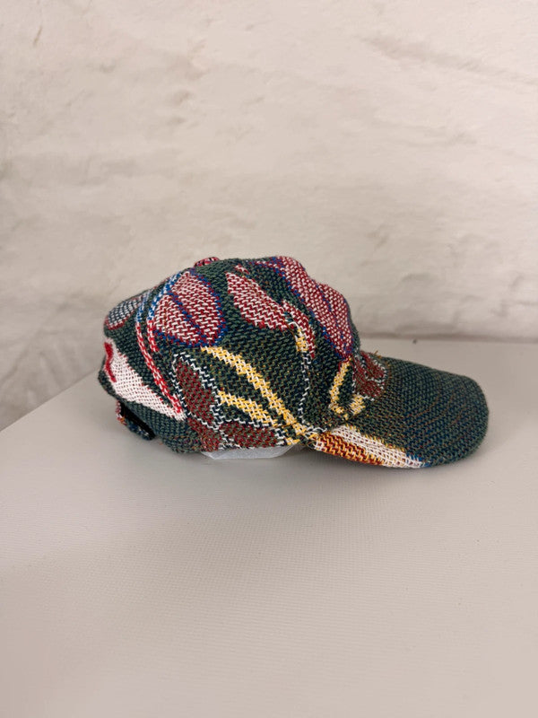 Casquette en tapisserie unisexe unique fait main upcyclé retravaillé et tissé taille unique n•1052
