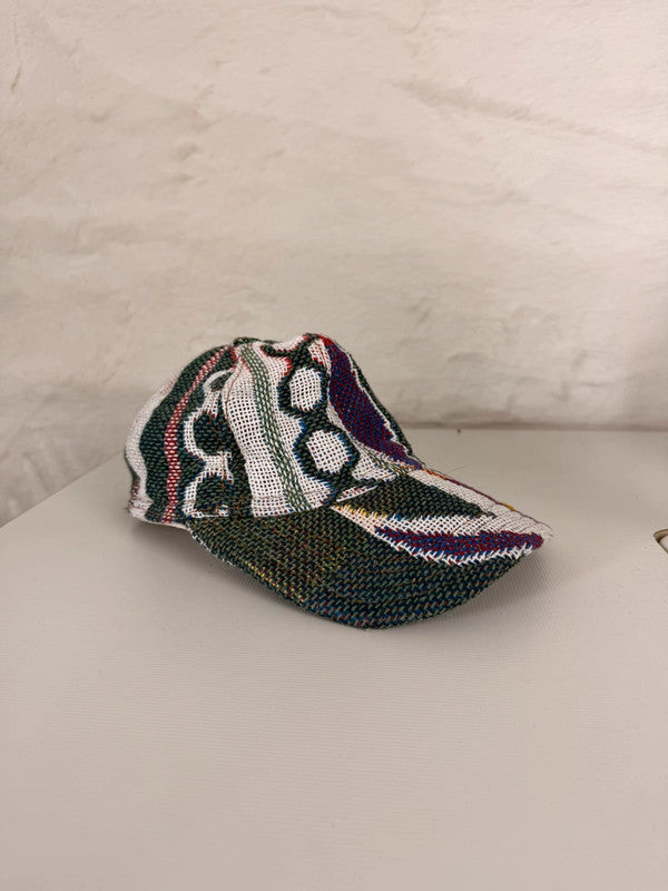 Casquette en tapisserie unisexe unique fait main upcyclé retravaillé et tissé taille unique n•1054