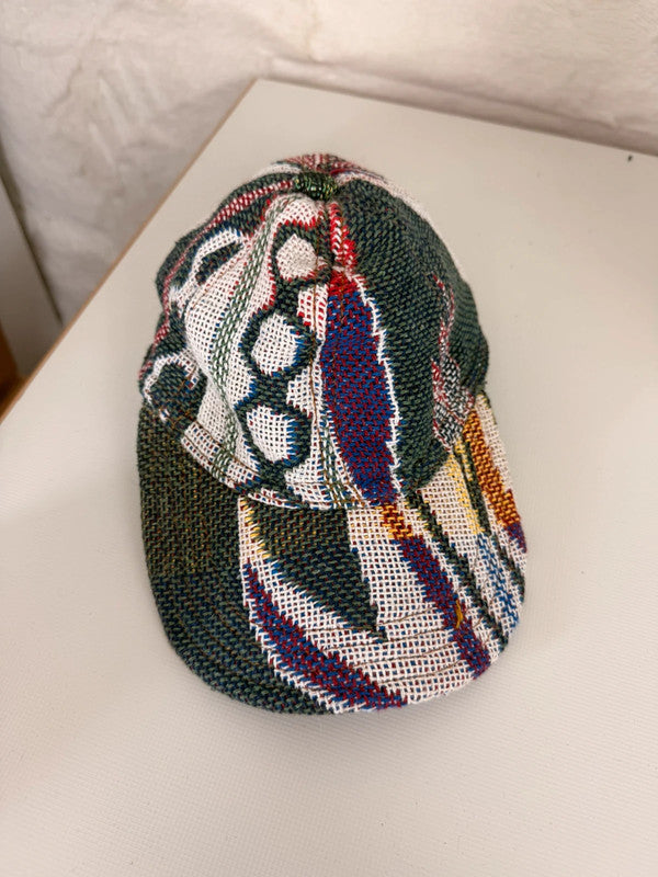 Casquette en tapisserie unisexe unique fait main upcyclé retravaillé et tissé taille unique n•1054
