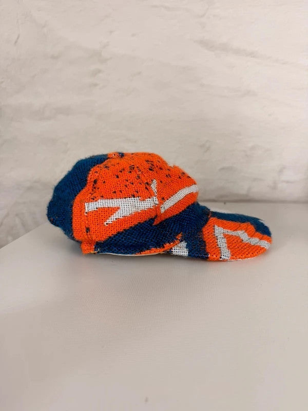 Casquette en tapisserie unisexe unique fait main upcyclé retravaillé et tissé taille unique n•1055