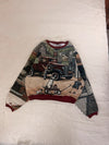 Sweat crewneck en tapisserie ample unisexe unique fait main upcyclé taille XL n•1056