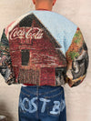 Sweat crewneck en tapisserie ample unisexe unique fait main upcyclé taille XL n•1056