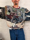 Sweat crewneck en tapisserie ample unisexe unique fait main upcyclé taille XL n•1056