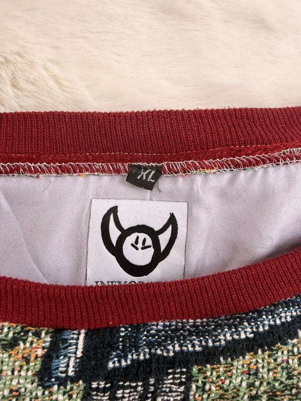Sweat crewneck en tapisserie ample unisexe unique fait main upcyclé taille XL n•1056