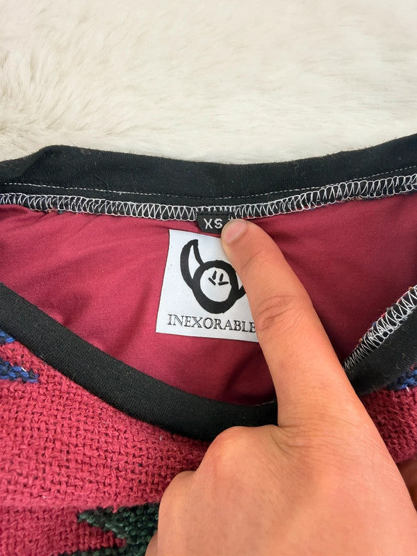 Sweat crewneck en tapisserie ample unisexe unique fait main upcyclé tissé taille XS n•1057