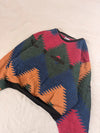 Sweat crewneck en tapisserie ample unisexe unique fait main upcyclé tissé taille XS n•1057