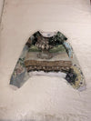 Sweat crewneck en tapisserie ample unisexe unique fait main upcyclé tissé taille XL n•1059