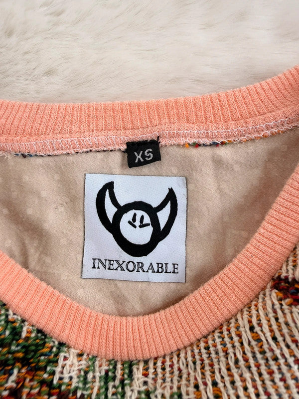 Sweat crewneck en tapisserie ample boxy unisexe unique fait main upcyclé tissé taille XS n•1061