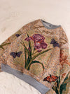 Sweat crewneck en tapisserie ample boxy unisexe unique fait main upcyclé tissé taille XS n•1062