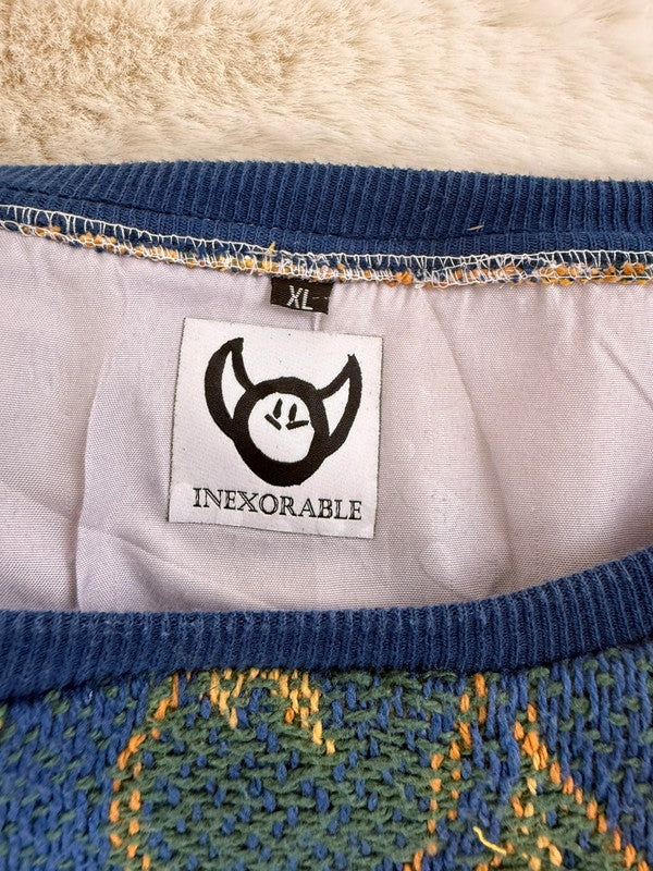 Sweat crewneck en tapisserie ample boxy unisexe unique fait main upcyclé tissé taille XL n•1063