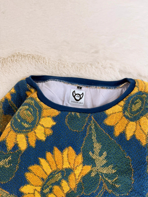 Sweat crewneck en tapisserie ample boxy unisexe unique fait main upcyclé tissé taille XL n•1063