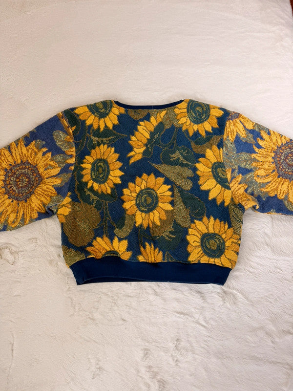 Sweat crewneck en tapisserie ample boxy unisexe unique fait main upcyclé tissé taille XL n•1063