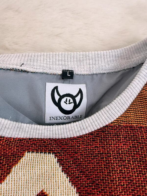 Sweat crewneck en tapisserie ample boxy unisexe unique fait main upcyclé tissé taille L n•1064