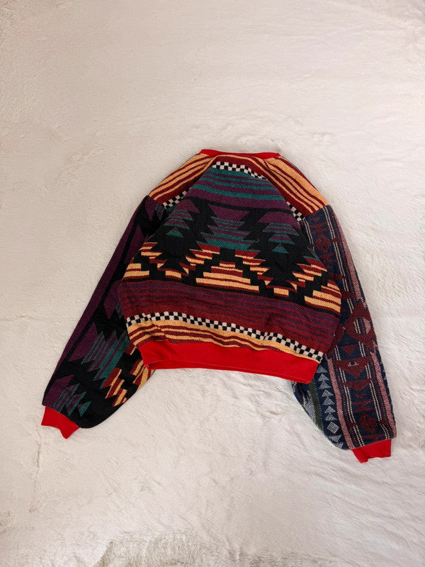 Sweat crewneck en tapisserie ample boxy unisexe unique fait main upcyclé tissé taille S n•1066