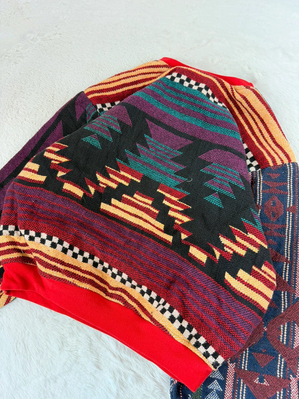 Sweat crewneck en tapisserie ample boxy unisexe unique fait main upcyclé tissé taille S n•1066