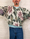 Sweat crewneck en tapisserie ample boxy unisexe unique fait main upcyclé tissé taille M n•1067