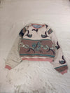 Sweat crewneck en tapisserie ample boxy unisexe unique fait main upcyclé tissé taille XL n•1072