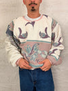 Sweat crewneck en tapisserie ample boxy unisexe unique fait main upcyclé tissé taille XL n•1072
