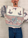 Sweat crewneck en tapisserie ample boxy unisexe unique fait main upcyclé tissé taille XL n•1072