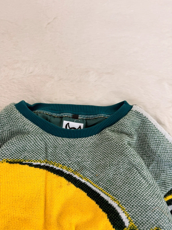 Sweat crewneck en tapisserie ample boxy unisexe unique fait main upcyclé tissé taille M n•1071