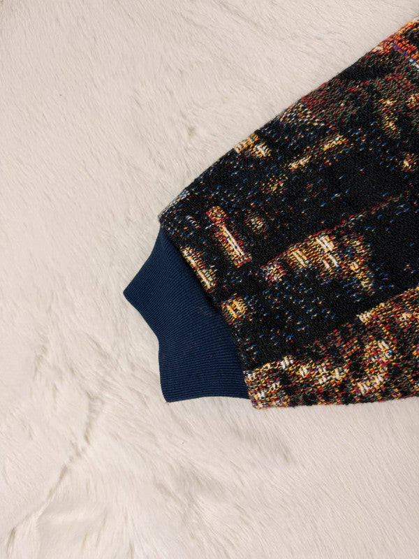 Sweat crewneck en tapisserie ample boxy unisexe unique fait main upcyclé tissé taille XS n•1074