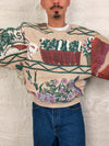 Sweat crewneck en tapisserie ample boxy unisexe unique fait main upcyclé tissé taille L n•1075