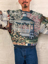 Sweat crewneck en tapisserie ample boxy unisexe unique fait main upcyclé tissé taille L n•1076