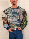Sweat crewneck en tapisserie ample boxy unisexe unique fait main upcyclé tissé taille L n•1076