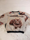 Sweat crewneck en tapisserie ample boxy unisexe unique fait main upcyclé tissé taille XL n•1077