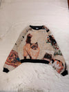 Sweat crewneck en tapisserie ample boxy unisexe unique fait main upcyclé tissé taille XL n•1077