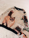 Sweat crewneck en tapisserie ample boxy unisexe unique fait main upcyclé tissé taille XL n•1077