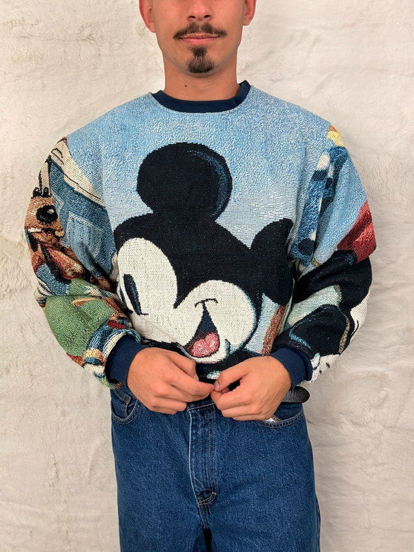Sweat crewneck en tapisserie ample boxy unisexe unique fait main upcyclé tissé taille S n•1080