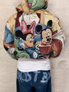 Sweat à capuche en tapisserie ample boxy unisexe unique fait main upcyclé tissé taille M n•1082