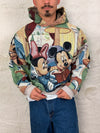Sweat à capuche en tapisserie ample boxy unisexe unique fait main upcyclé tissé taille M n•1082
