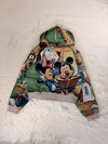 Sweat à capuche en tapisserie ample boxy unisexe unique fait main upcyclé tissé taille M n•1082