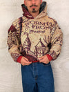 Sweat à capuche en tapisserie ample boxy unisexe unique fait main upcyclé tissé taille L n•1083
