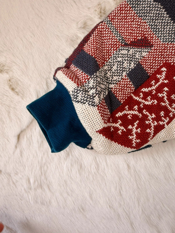 Sweat à capuche en tapisserie ample boxy unisexe unique fait main upcyclé tissé taille S n•1084