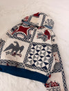 Sweat à capuche en tapisserie ample boxy unisexe unique fait main upcyclé tissé taille S n•1084
