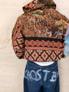 Sweat à capuche en tapisserie ample boxy unisexe unique fait main upcyclé tissé taille L n•1085