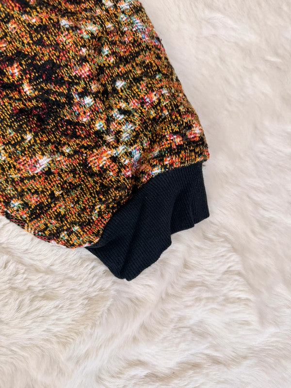 Sweat à capuche en tapisserie ample boxy unisexe unique fait main upcyclé tissé taille L n•1085
