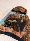 Sweat à capuche en tapisserie ample boxy unisexe unique fait main upcyclé tissé taille L n•1085
