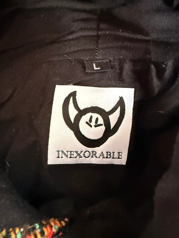 Sweat à capuche en tapisserie ample boxy unisexe unique fait main upcyclé tissé taille L n•1085