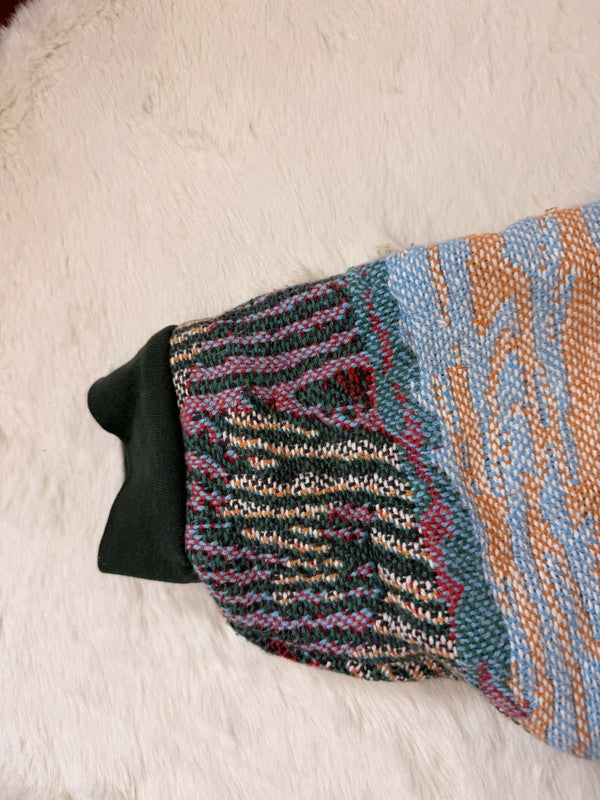 Sweat à capuche en tapisserie ample boxy unisexe unique fait main upcyclé tissé taille S n•1088