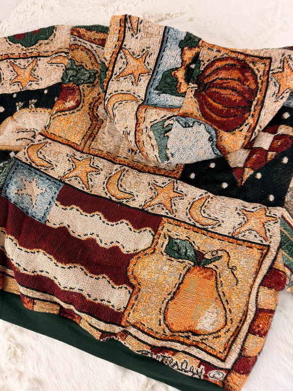 Sweat à capuche en tapisserie ample boxy unisexe unique fait main upcyclé tissé taille L n•1089