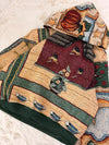 Sweat à capuche en tapisserie ample boxy unisexe unique fait main upcyclé tissé taille L n•1089