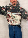 Sweat à capuche en tapisserie ample boxy unisexe unique fait main upcyclé tissé taille M n•1091