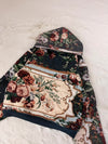 Sweat à capuche en tapisserie ample boxy unisexe unique fait main upcyclé tissé taille M n•1091