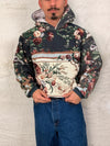 Sweat à capuche en tapisserie ample boxy unisexe unique fait main upcyclé tissé taille M n•1091