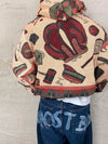 Sweat à capuche en tapisserie ample boxy unisexe unique fait main upcyclé tissé taille M n•1093
